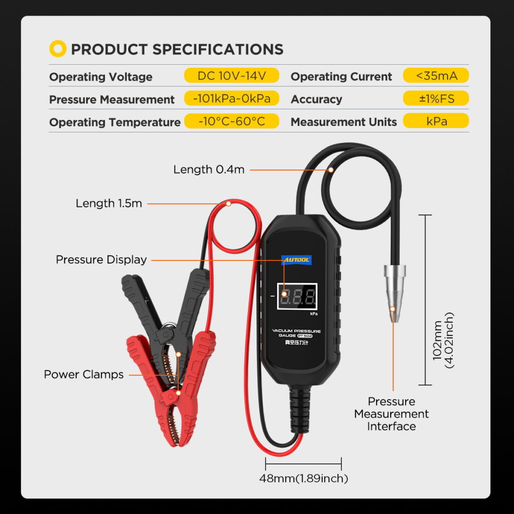 AUTOOL New Product Release | PT502 Vacuum Pressure Gauge – image 7
