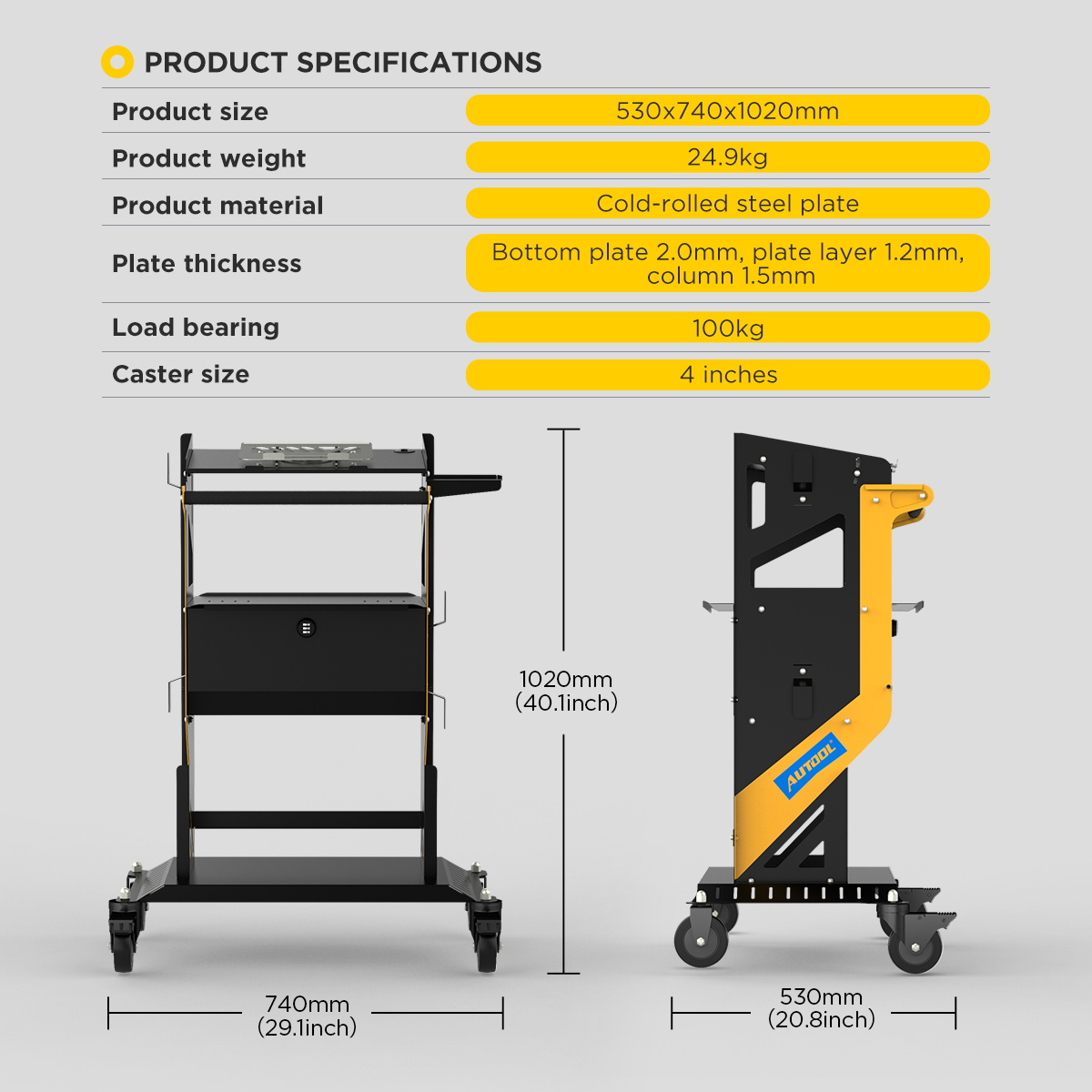 AUTOOL New Product Release | T23 Rolling Utility Cart – image 9
