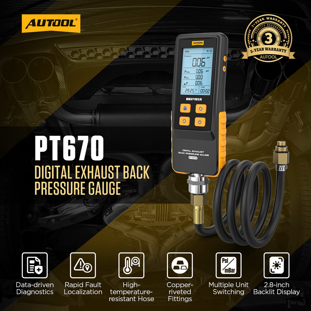 AUTOOL New Product Release | PT670 Digital Exhaust Back Pressure Gauge – image 1