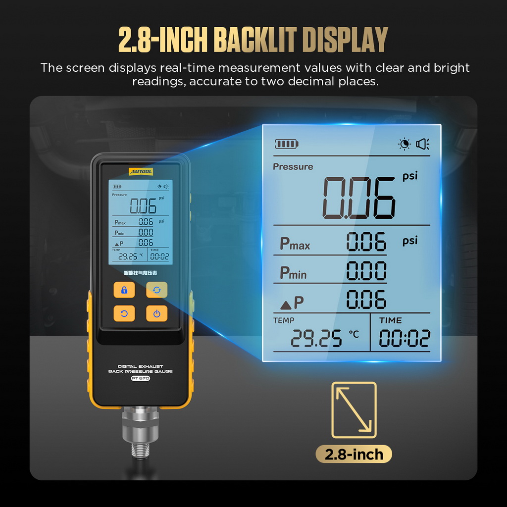 AUTOOL New Product Release | PT670 Digital Exhaust Back Pressure Gauge – image 3